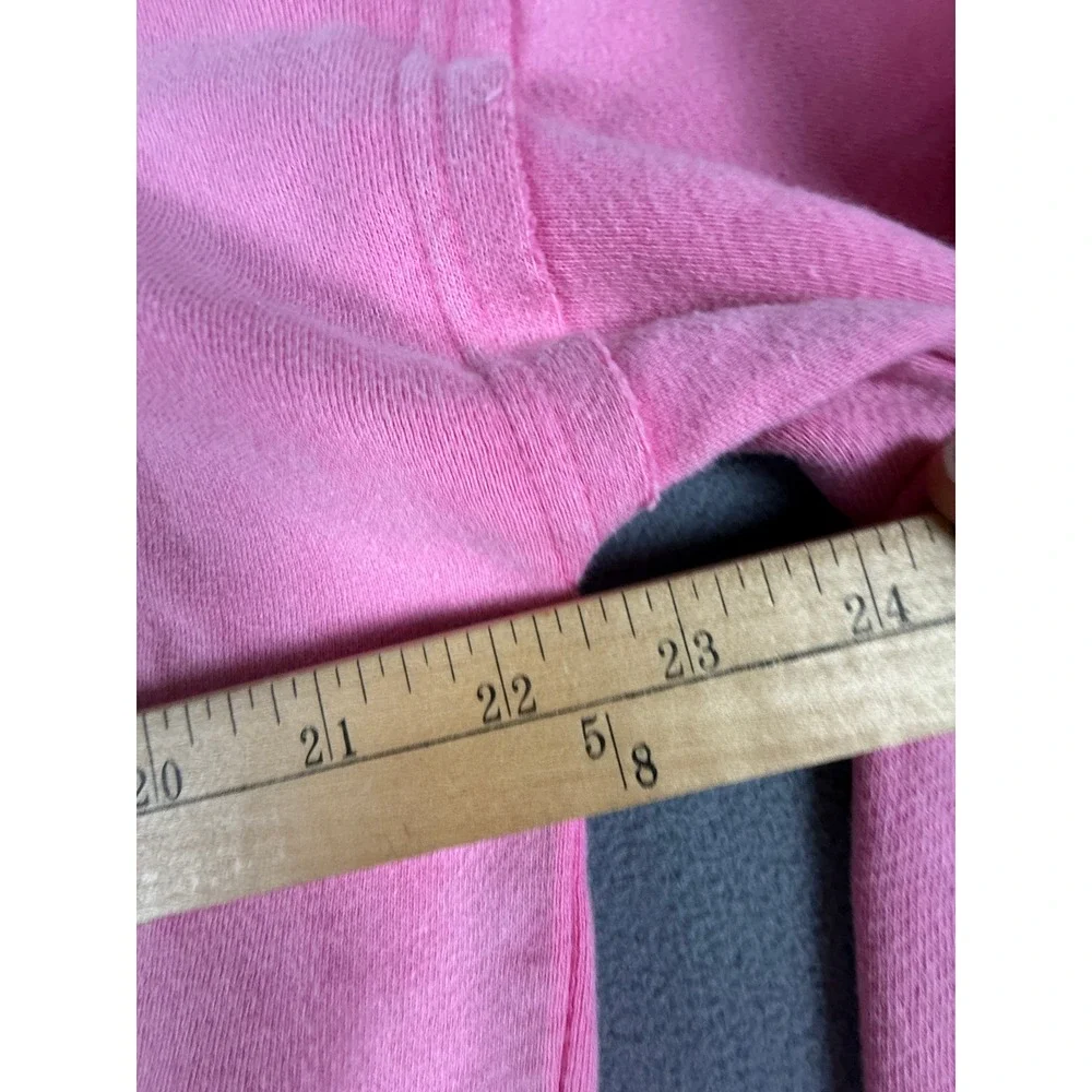 Free People Sweatshirt Womens Medium Pink V-Neck Cropped‎ Striped Trim Boxy Top